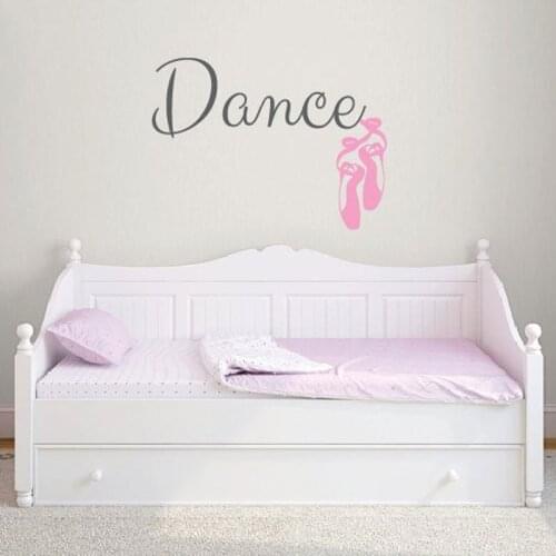 Personalized Girls Name With Ballet Shoes Removable Wall Stickers for Girls Bedroom Sweet Decor Vinyl Decals Dance Room TA718