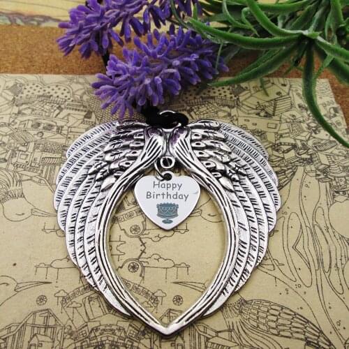 Happy Birthday angel wings birthday party gift for earview mirror chram Christmas tree mirror dangle accesories