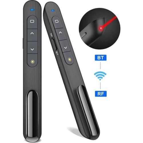 Bluetooth 2.4GHz Dual Modes Wireless Presenter Red Laser Pointer For Presentation Powerpoint Clicker Remote Control PPT Flip Pen