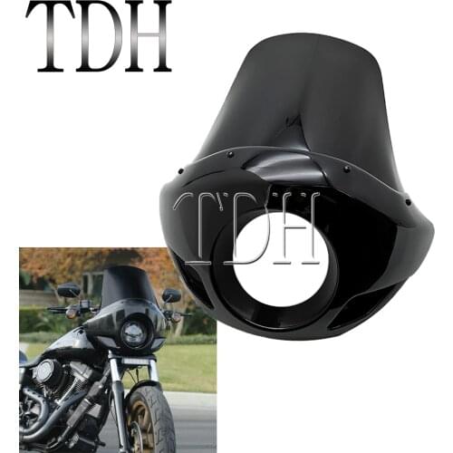 Retro Cafe Racer Motorcycle Headlight Fairing Windshield 5 3/4" Headlamp Cowl For Harley Sportster Dyna Touring 35mm-49mm Forks
