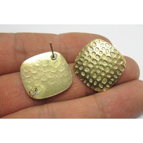 10pcs Brass earrings post 22.6mm Square brass stud earrings findings with loop R273