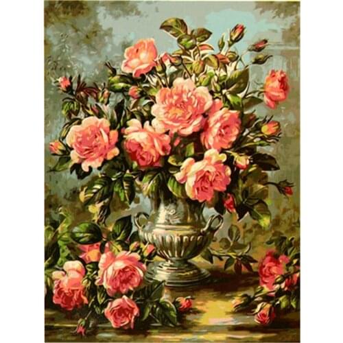 Flower Bouquet Printed Fabric 11CT Cross-Stitch DIY Embroidery Patterns DMC Threads Handicraft Sewing Handiwork Package
