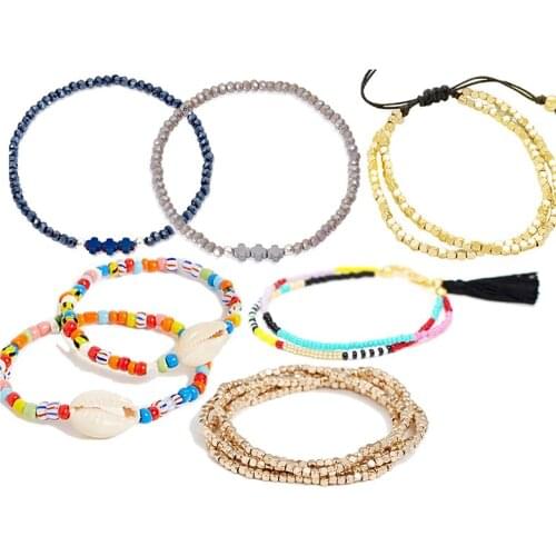 Aliexpress natural stone Beaded Stretch Bracelet femme Hematite Cross Charms bracelet homme new glass beads bracelets women