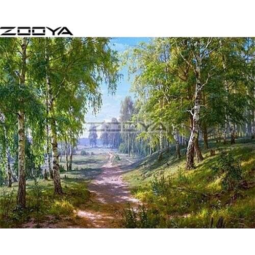 ZOOYA Needlework Diamond Painting 3d Full Drill Diamond Embroidery Handmade Set For Embroidery Forest Road Mosaic Pattern R1878