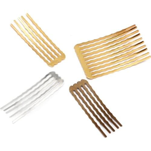 10pcs/lot 50mm 5/10/13teeth Copper Comb Hair Jewelry Charm Women Hairs Findings Barrettes Retro Headwear Wholesale