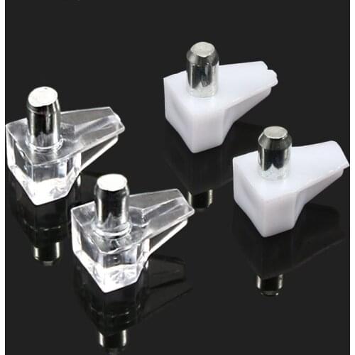 10PCS Shelf Studs Pegs Fixed Cabinet Wooden Furniture Cupboard Bracket Holder with Metal Pin Transparent Shelves Seperator Pegs