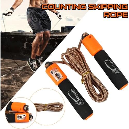 118" Skipping Rope with Counter Adjustable Jumping Rope Tangle-free Braided Rope+Foam Grip