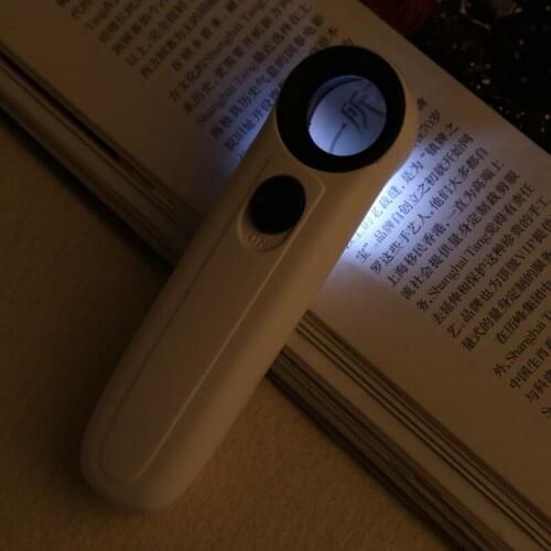 40X Handheld 2 LED Light Magnifier Reading Magnifying Glass Lens Jewelry Loupe K0AB