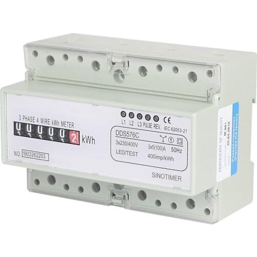 5(100)A 380VAC 50/60Hz Three Phase 4 Wire Analog Energy Counter Simulate Power Monito DIN Rail with Pulse Output