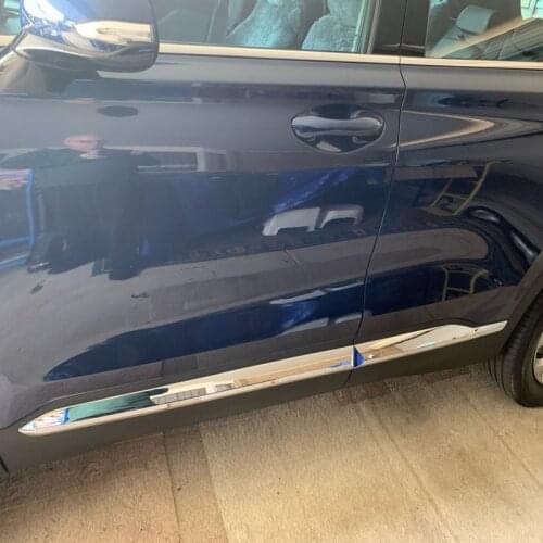 ABS Chrome Side Molding Cover Trim Body Kit Garnish Strip Car Accessories For 2019 2020 Hyundai Santa Fe