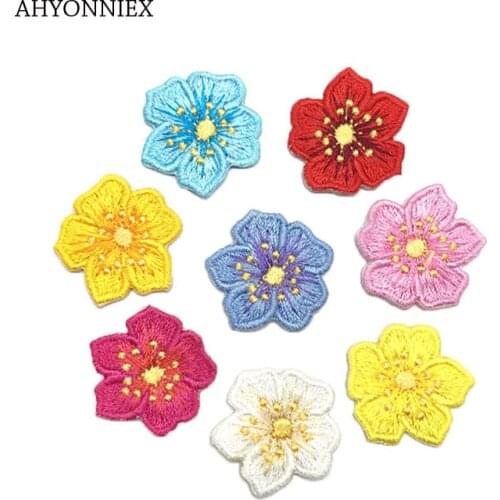 AHYONNIEX 10pcs/lot Small Embroidery Flower Patches Iron on Applique for Clothes DIY Accessory Iron Patches for Clothing