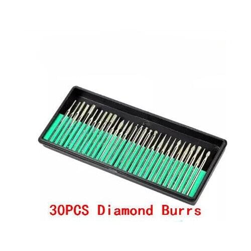 NEW 30PCS Drill Diamond Burrs For Dremel Rotary Tool Bit Dremel Engraving parts 3mm Shank 30 in 1 Grinding needles polishing