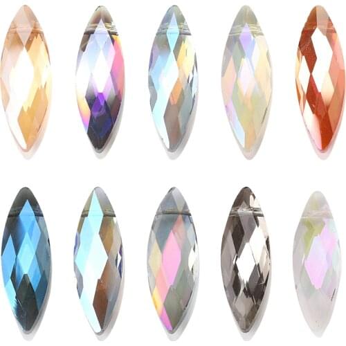 10pcs Marquise Shape Bead 10x30mm Austrian Glass Oval Beaded Natural Stone For DIY Making Earing Jewelry Accessories Needlework