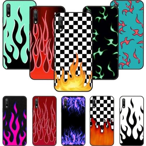 Phone Case For Huawei Honor 9X 10 9 20 8X 8A 8S 7X 7A i A Pro Play Lite Black Cover Coque Fashion Etui Soft wildflower flame