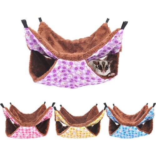 Double Thick Plush Warm Bed Rat Hammock For Hamster House Hanging Nest Sleeping Bag Hanging Tree Beds Guinea Pig Hamster Cage
