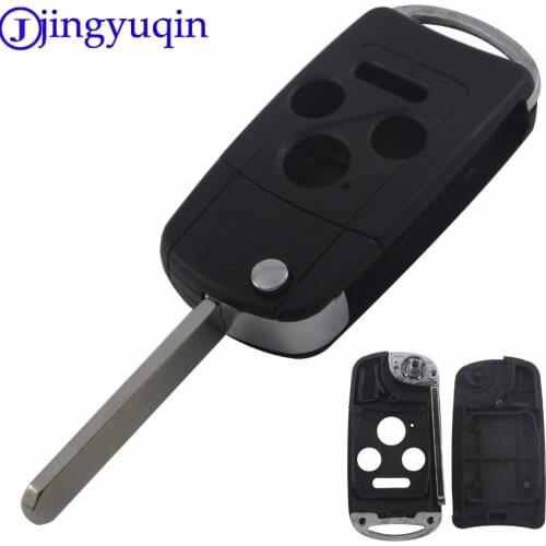 Jingyuqin 10X 3 Button + Panic Remote Flip Key Shell for Honda Accord Civic Pilot CR-V Modified Key Case 4 Button