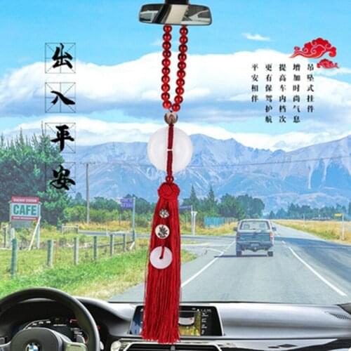 Creative car pendant white jade safety buckle new product in and out of safety car pendant rearview mirror decoration