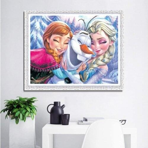 Disney Round Diamond Painting Cartoon Princess Mickey Mouse Diamond Embroidery Mosaic Cross Stitch Kits Winter Home Decor Gift