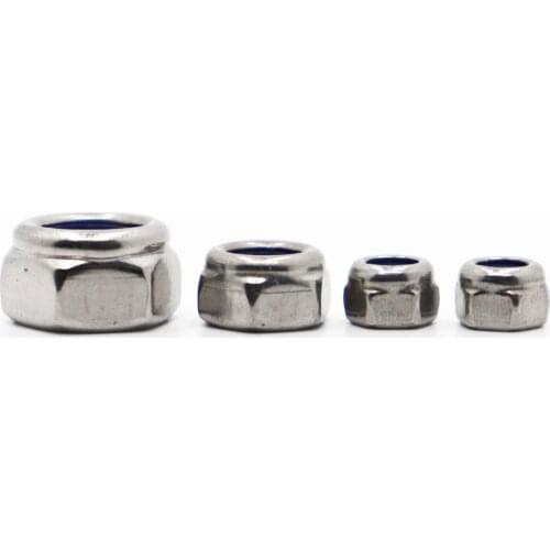 M2 M2.5 M3 M4 M5 M6 M8 M10 M12 M16 DIN985 304 Stainless Steel Hex Hexagon Lock Slip Nylon Nut Self-locking Nylock Nut Locknut