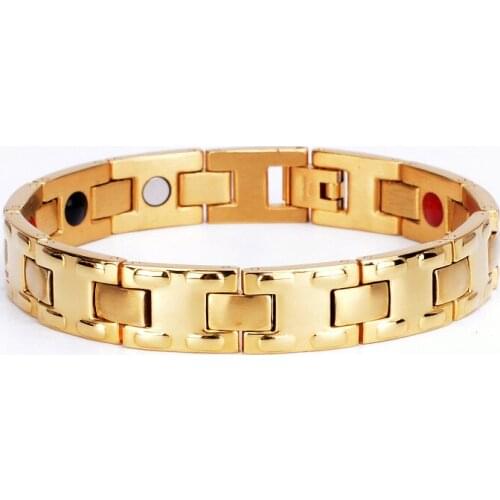 Health Magnetic Bracelet Male Stainless Steel Wrist Band Bracelet Men Hand Chain Energy Germanium Bracelets for Men