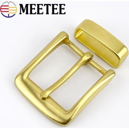 Meetee 40mm Solid Brass Men Women Belt Buckle Metal Pin Buckles Head For Belts 38-39mm DIY Leather Craft Jeans Accessories YK128