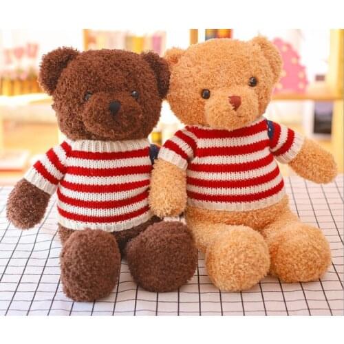 About 28cm lovely Teddy bear plush toy,stripes sweater bear soft doll baby toy birthday gift h2577