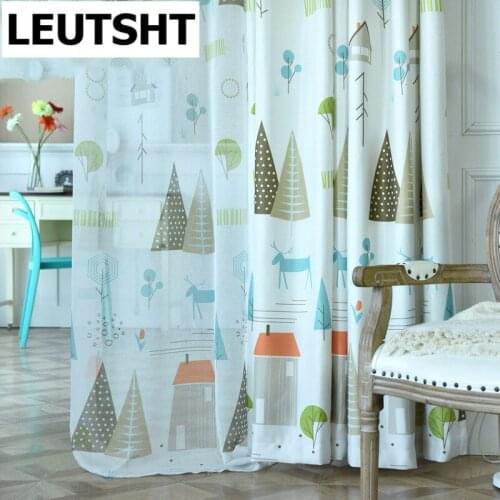 Cartoon Curtains for Living Dining Room Bedroom Nordic Plant Small House Design Curtains for Kids Room Kitchen Window Drapes