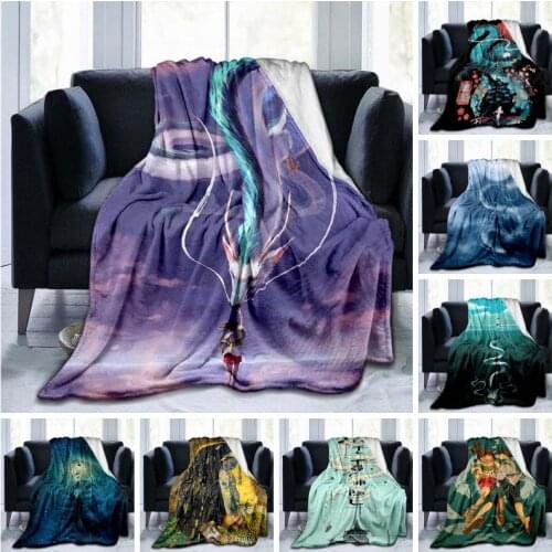 Hayao Miyazaki Works Japan Anime Soft Flannel Blanket Spirited Away Throw Blanket Rug Piece Sofa Bed Knee Blankets Boys Girls