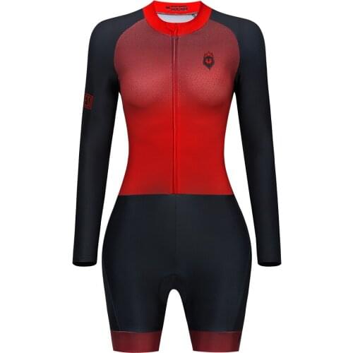 Frenesi 2021 New Women Triathlon Sportswear Long Sleeve Cycling Wear Temperament Skinsuit Tight Riding Jumpsuit Gel Bodysuit
