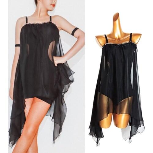 News Latin Dance Bodysuit For Women Chiffon Mesh Dress Samba Dancing Practice Wear ChaCha Tango Performance Costume VDB4089