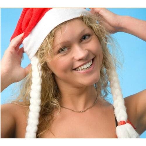 2021 New Year Christmas Hat Children Adult Decorations Christmas Wig Red Hat Gift Braid Non-woven Hat