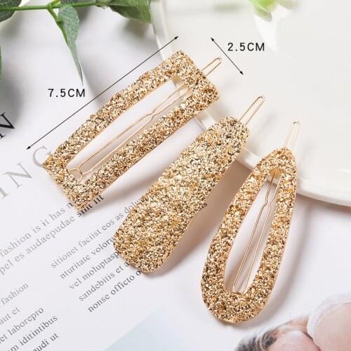 New Alloy Geometry Hair Clips For Women Girls Gold Color Metal Hairpins Barrettes Hair Accessories Fashion Headwear Wholesale