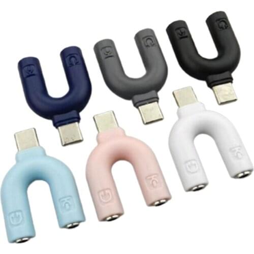 Type-c Earphone Connector Converter Stereo Splitter Audio To Mic & Headset Jack Plug Adapter Headset Converter Phone Accessories