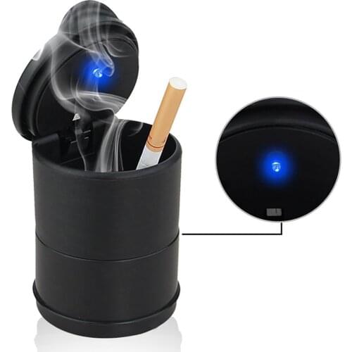 2 Type Portable LED Ashtray For Car Black Ashtrays With Lids Cylinder Cigarette Ashtray With Detachable Storage Box