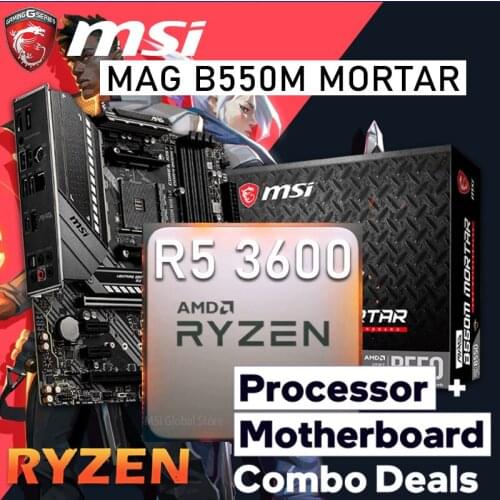 Socket AM4 MSI MAG B550M MORTAR Gaming Motherboard With AMD Ryzen 5 3600 Motherboard Combo Ryzen Kit AMD B550 OC Placa-mãe AM4