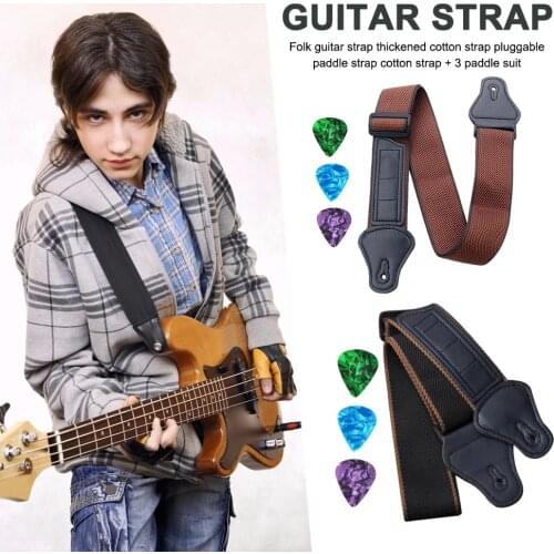 Adjustable Electric Guitar Strap with 3 Guitar Picks Holders PU Leather Ends Acoustic Guitar Bass Strap Belt Accessories