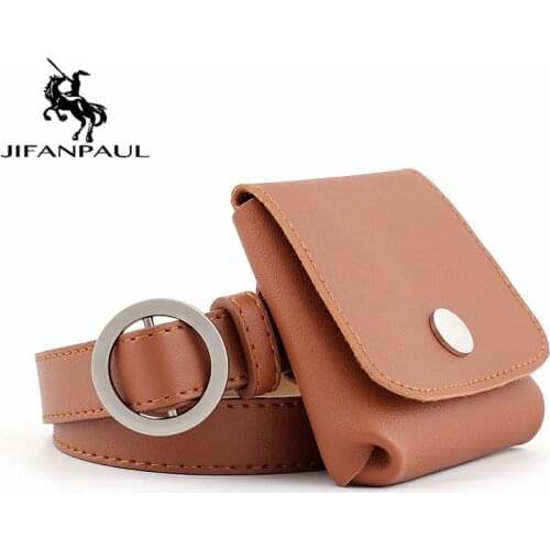 JIFANPAUL women Genuine leather belts for women Quality cow skin strap female girdle for jeans Fashion Round Ring buckle belt
