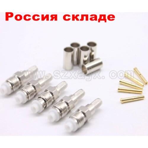 RUS Stock 100PCS FME female Jack Crimp for RG58 RG142 LMR195 RG400 Cable Straight High Quality plug Russia fast shipping 3-8 day