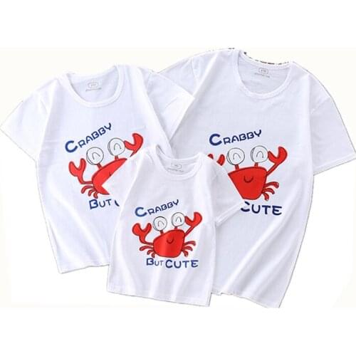 Family Matching Outfits Baby Parents Clothes 100% Cotton Lovely Curry Cartoon Short Sleeve T-Shirts Children Boys Girls Clothes