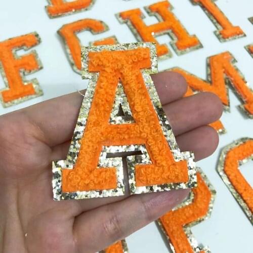 Chenille Embroidered Letters Iron On Patch Applique For Clothing Bag Diy Name Badge Alphabet Repair Patches Accessories A-Z