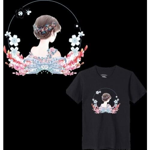 Flower Girl Ironing Stickers Heat Transfer Vinyl Patch Thermal Iron On Transfer For Clothes Baby Tshirt Cartoon Appliques
