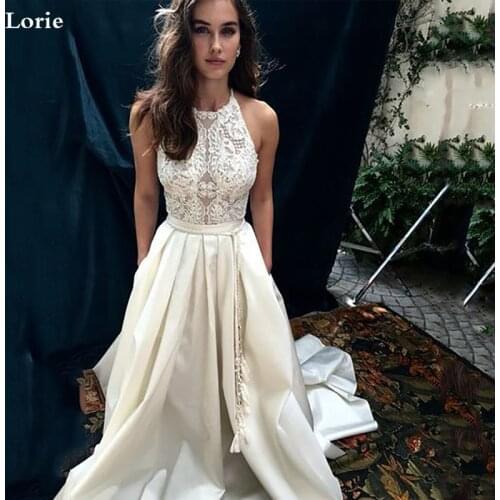 Lorie A-Line Wedding Dresses Halter Neck Boho Bridal Gowns 2020 Vestidos Wedding Gowns Custom Made