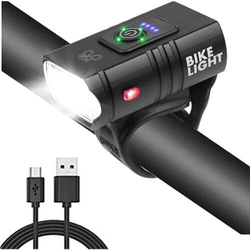 T6 LED Bicycle Light USB Rechargeable Bike Light Waterproof Bike Flashlight 6 Lighting Modes Front Light for Cycling