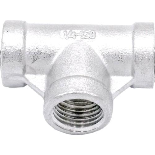 1/4" BSP Euqal Female Tee Thread 3 Way 304 Stainless Steel Pipe Fitting Connector Coupling for water air gas
