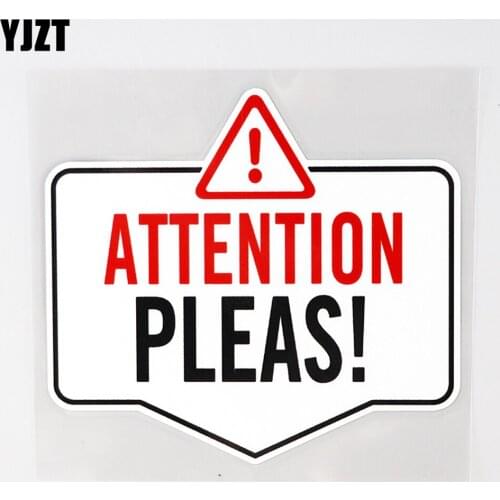 YJZT 12.3CM×11.5CM Please Pay Attention To Important Information Decal PVC Car Sticker12C-0615