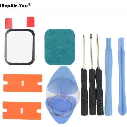 Front Screen Glass Lens For Apple Watch Series 4 5 6 SE 40mm 44mm 1 2 3 38mm 42mm LCD Touch Outer Glass +Adhesive Repair Kits
