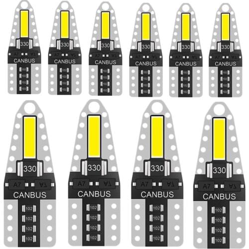 10pcs T10 W5W Led Bulb Canbus Error Free Super Bright 194 168 Car Interior Lights Reading Map Dome Lamp 6000K White Auto Bulb