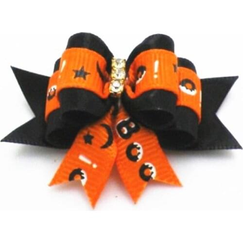 100PC/Lot Halloween Dog Accessories Bling Rhinestone Dog Gromming Bows Cat Dog Hair Bows Pet Supplies