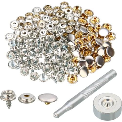 152pcs 10mm Screw Boat Marine Repair Canvas Fabric Snap Fastener Cover Button Socket Screw Stud Self-Tapping Support Accessories