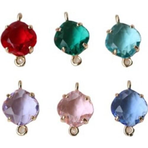 2021 New True Gold Plated Copper 15MM Zircon Two Rings Round Necklace Pendant DIY Earring Charm Jewelry Making Accessory